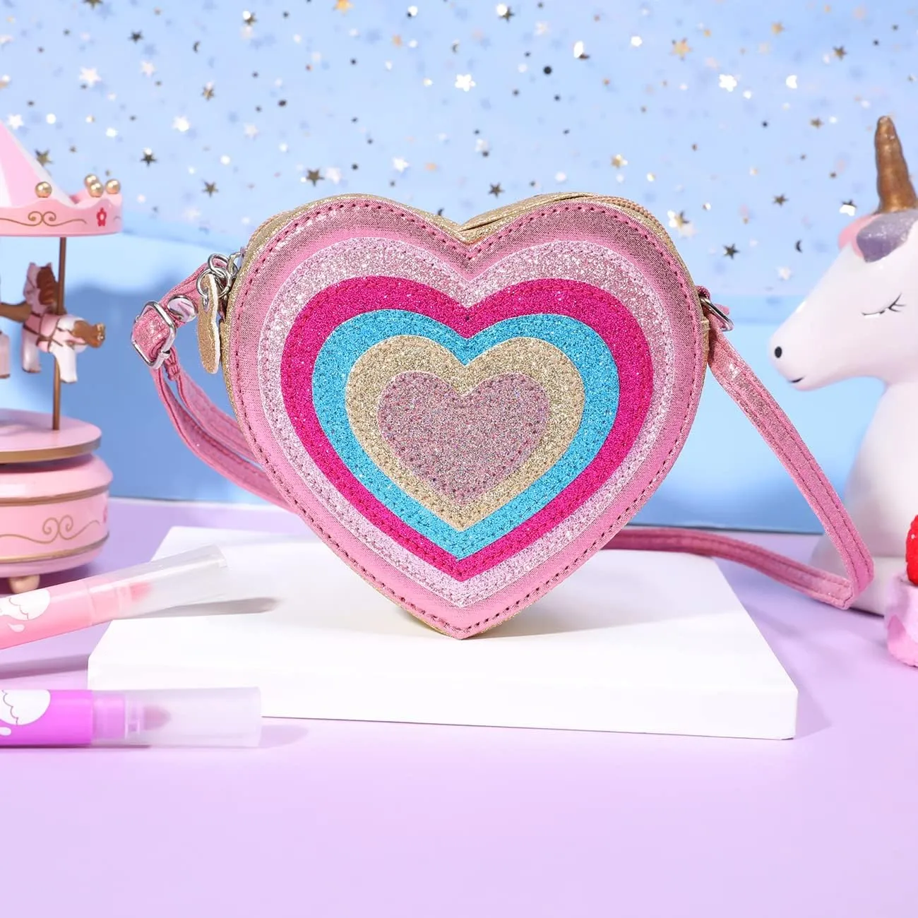 PinkSheep Toddler Purse for Girls Gifts Heart Purse Kids Shoulder Bag Crossbody Wallet 3-6Year Little Girl Fashion