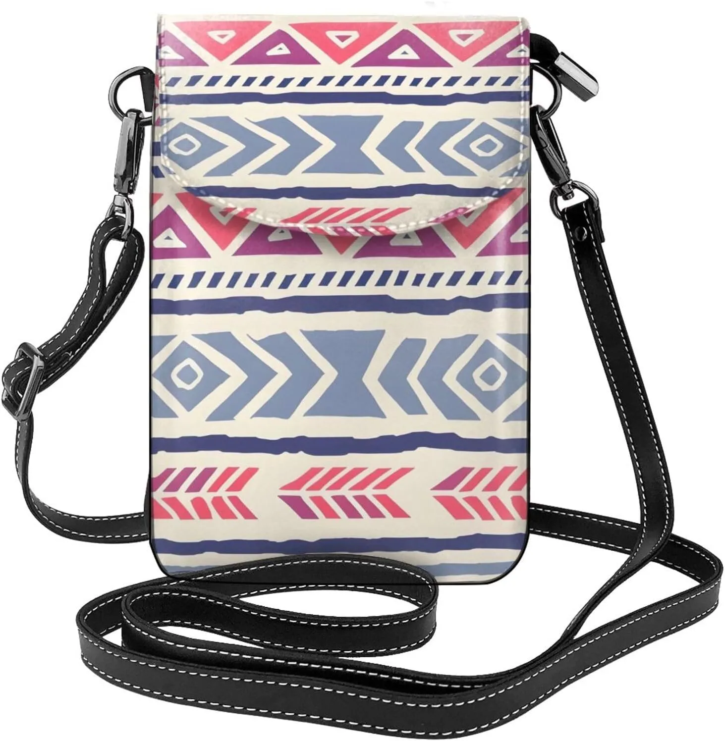 Plain Geometric Floral Pattern Zippered Crossbody Bag,* Women'S Shoulder Bag With Card Slot, Removable Shoulder Strap, 7.6 X 4.9 In., Black
