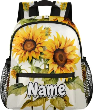 Plants Theme Sunflower Personalized Backpack Bag with Name Lightweight Custom Shoulder Bags Waterproof Casual Backpacks Travel Laptop Bag for Work Picnic 12in
