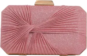Pleated Evening Bag Sparkly Sequin Clutch Bag for Women Sparkly Handbag Bridal Wedding Purse Elegant Crossbody Bag
