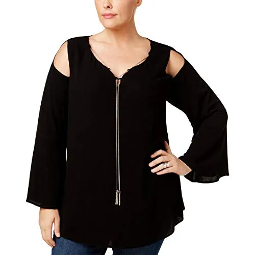 Plus Size Chain-Neck Cold-Shoulder Top