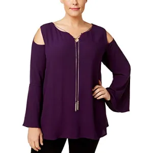 Plus Size Chain-Neck Cold-Shoulder Top