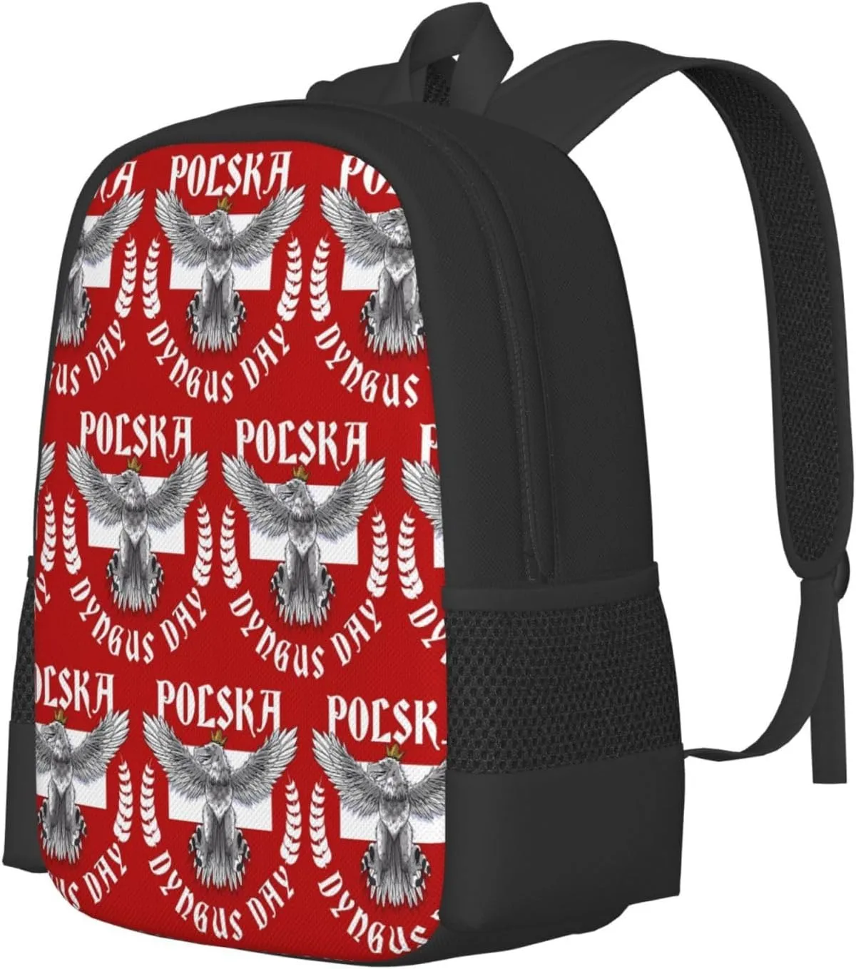 Polish Flag Poland Polska Eagle Flag Dyngus Day Casual Backpacks Large Capacity Backpack Laptop Rucksack Sport Daypack Commuter Bags with Adjustable Strap for Traveling Camping