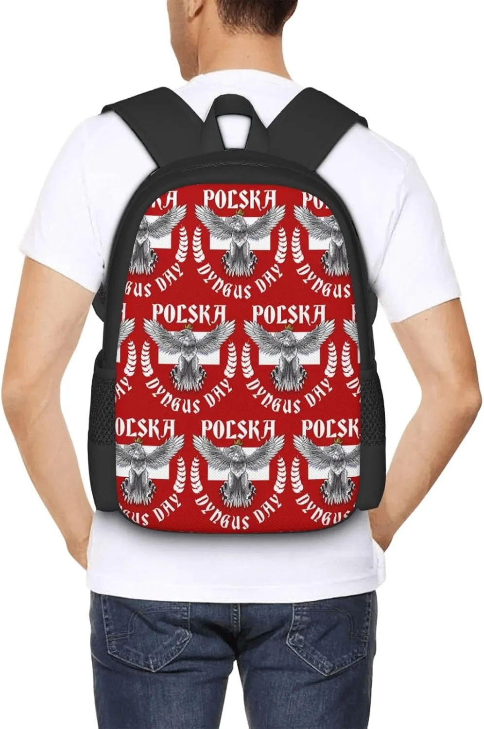 Polish Flag Poland Polska Eagle Flag Dyngus Day Casual Backpacks Large Capacity Backpack Laptop Rucksack Sport Daypack Commuter Bags with Adjustable Strap for Traveling Camping
