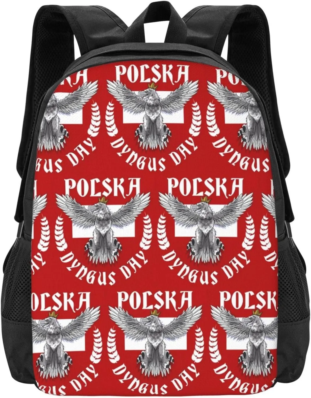 Polish Flag Poland Polska Eagle Flag Dyngus Day Casual Backpacks Large Capacity Backpack Laptop Rucksack Sport Daypack Commuter Bags with Adjustable Strap for Traveling Camping