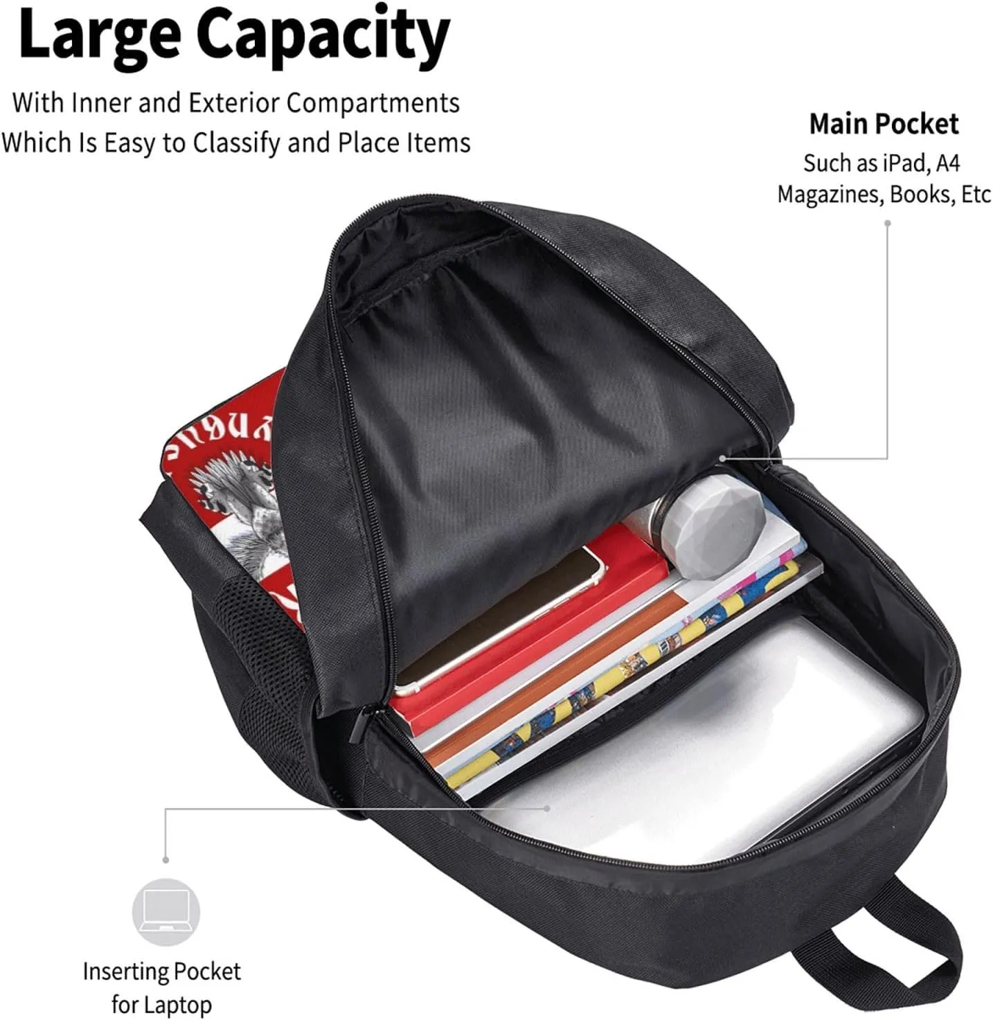 Polish Flag Poland Polska Eagle Flag Dyngus Day Casual Backpacks Large Capacity Backpack Laptop Rucksack Sport Daypack Commuter Bags with Adjustable Strap for Traveling Camping