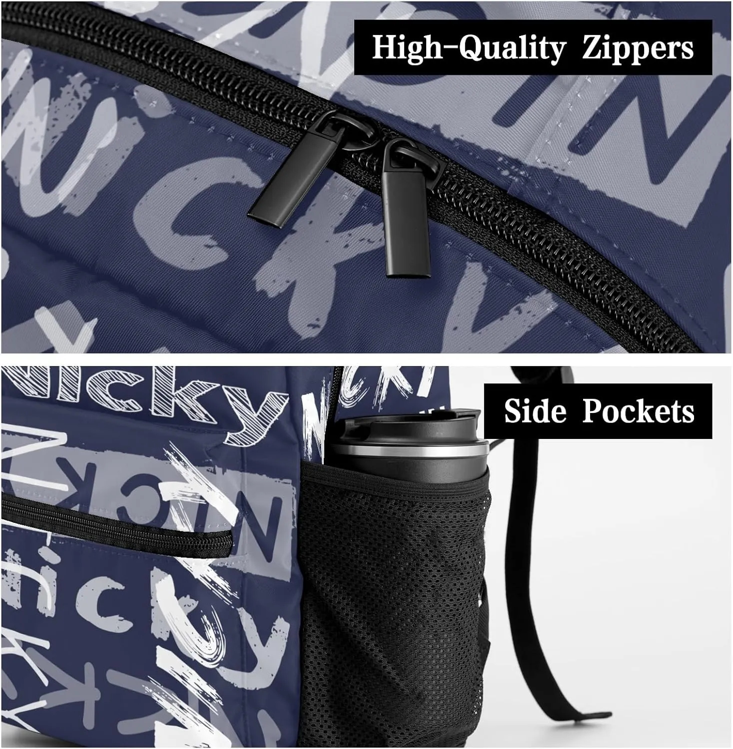 Polyester Personalized School Bookbag with Name Text Waterproof Custom Elementary Backpack Book Bag for Boys Girls Stylish Customize Back Pack Customized Gift for Kids Back to School