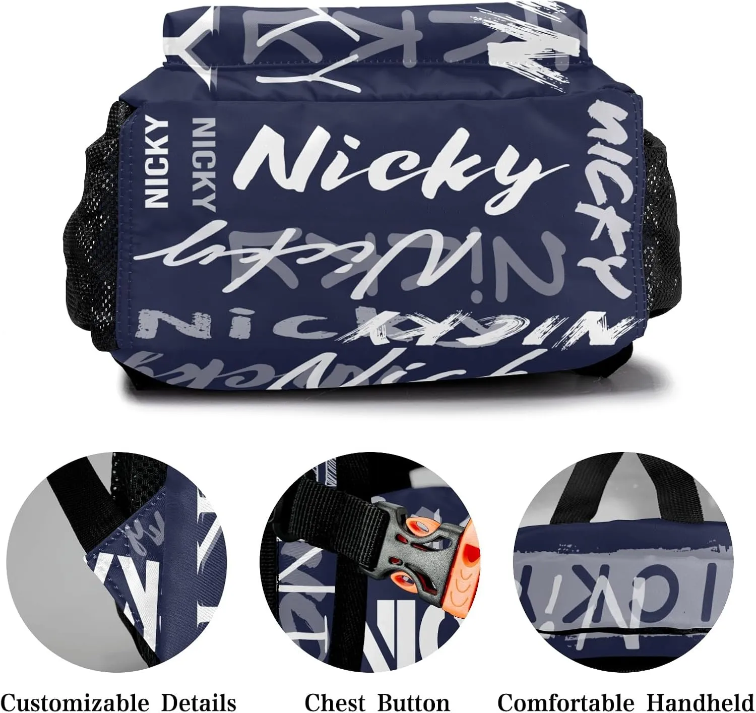 Polyester Personalized School Bookbag with Name Text Waterproof Custom Elementary Backpack Book Bag for Boys Girls Stylish Customize Back Pack Customized Gift for Kids Back to School