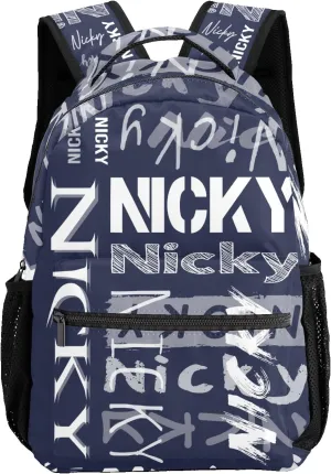 Polyester Personalized School Bookbag with Name Text Waterproof Custom Elementary Backpack Book Bag for Boys Girls Stylish Customize Back Pack Customized Gift for Kids Back to School