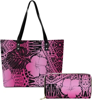 Polynesian Women'S Handbag And Purse Custom Women'S Bag 2-Piece Samoan Print Durable Shoulder Bag