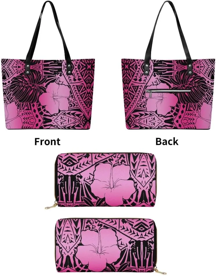 Polynesian Women'S Handbag And Purse Custom Women'S Bag 2-Piece Samoan Print Durable Shoulder Bag