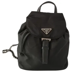 Prada re-nylon black cloth backpacks