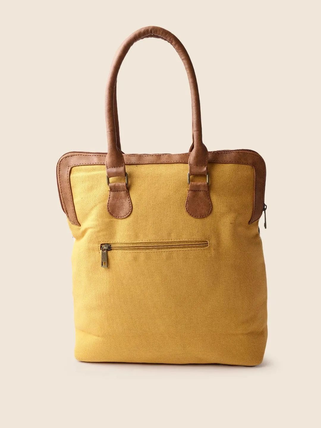 PRIMROSE Yellow & Green Ikat Printed Shoulder Bag with Tasselled