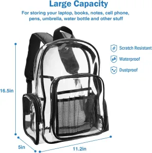 ProCase Heavy Duty Clear Backpack, See Through Backpacks Transparent Clear Large Bookbag for School Work Stadium Security