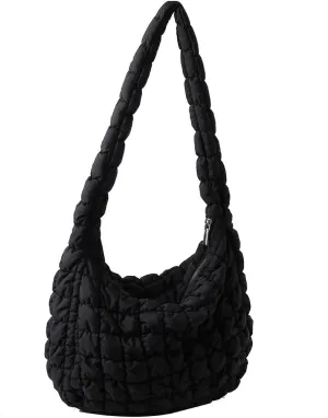 Puffer Tote Bag for Women Quilted Puffy Crossbody Lightweight Down Shoulder Bag Trendy Cotton Padded Hobo Handbag