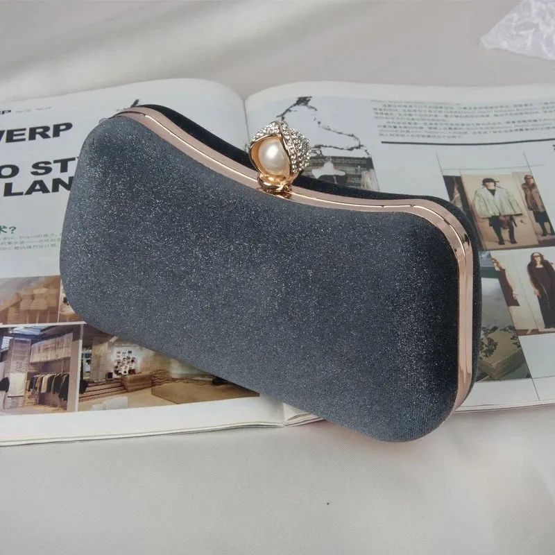 Pure Color Velvet Party Clutch Purse