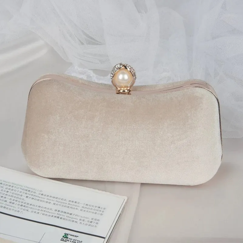 Pure Color Velvet Party Clutch Purse