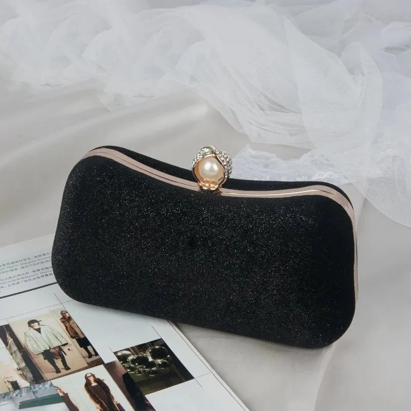 Pure Color Velvet Party Clutch Purse