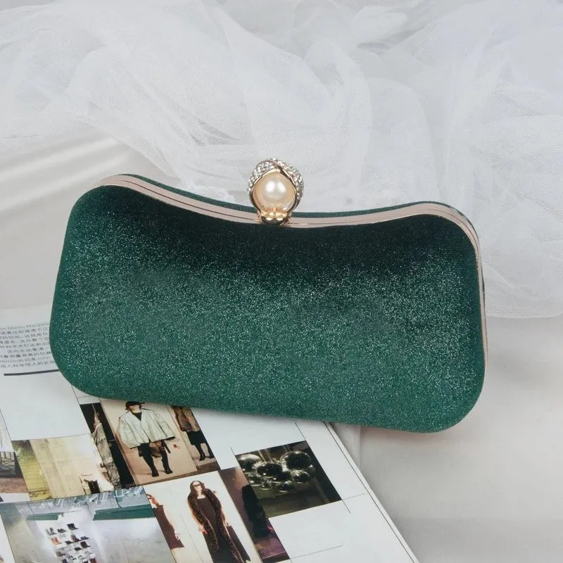 Pure Color Velvet Party Clutch Purse