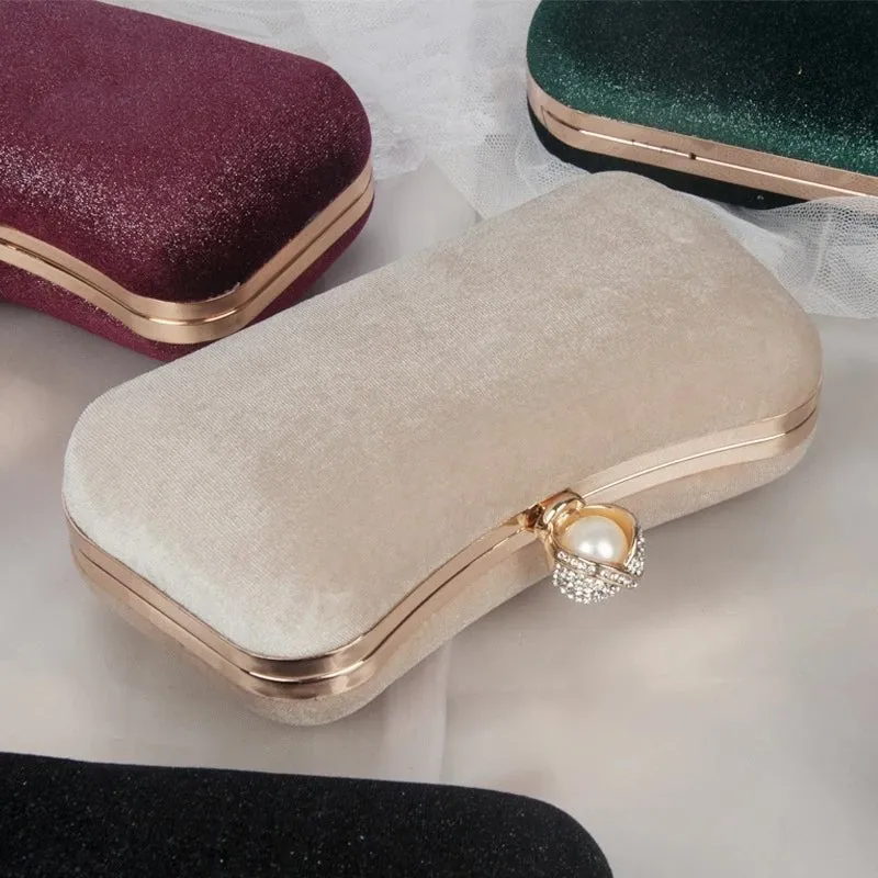 Pure Color Velvet Party Clutch Purse
