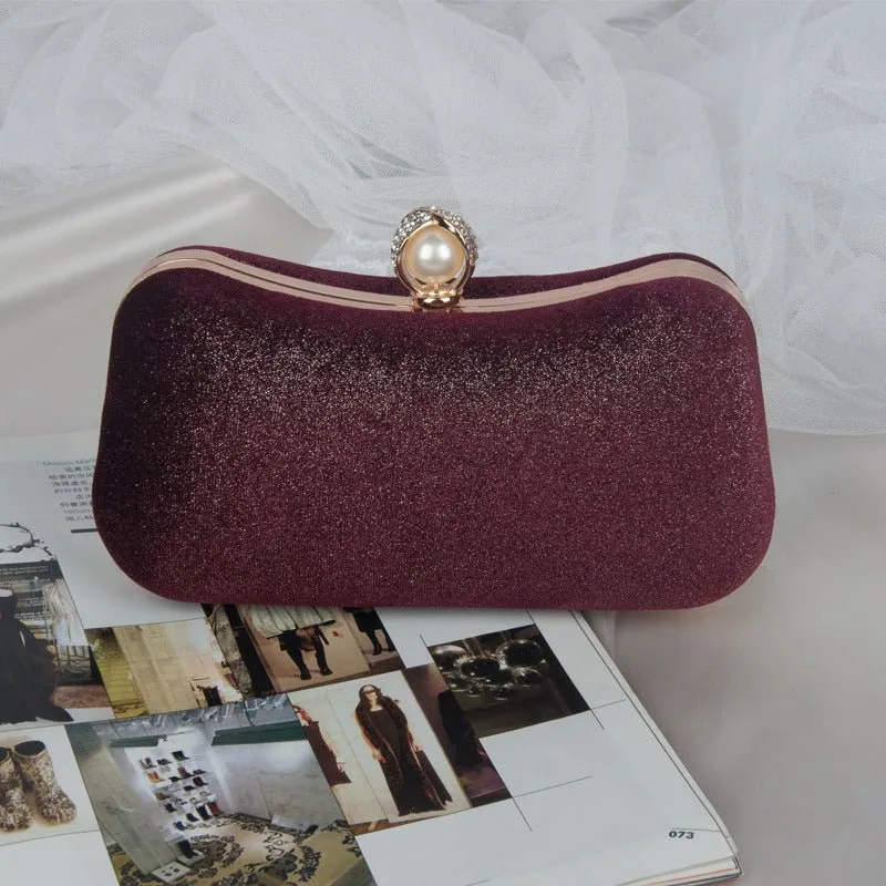 Pure Color Velvet Party Clutch Purse
