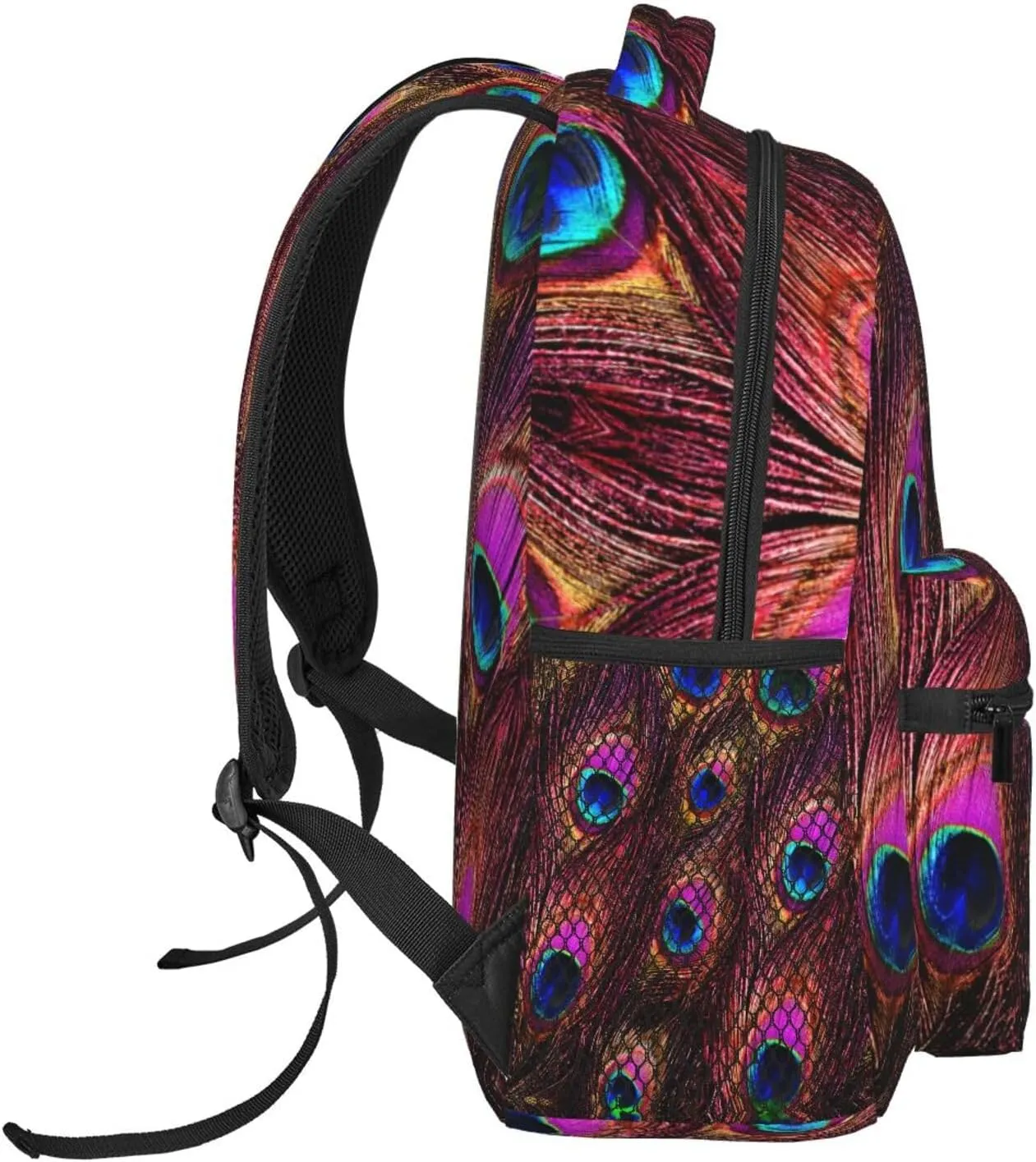 Purple Peacock Tail Feathers Casual Backpack Travel Laptop Backpacks Lightweight Daypack Large Capacity Rucksack Notebook Bags Business Work Bag for Yoga Beach Hiking