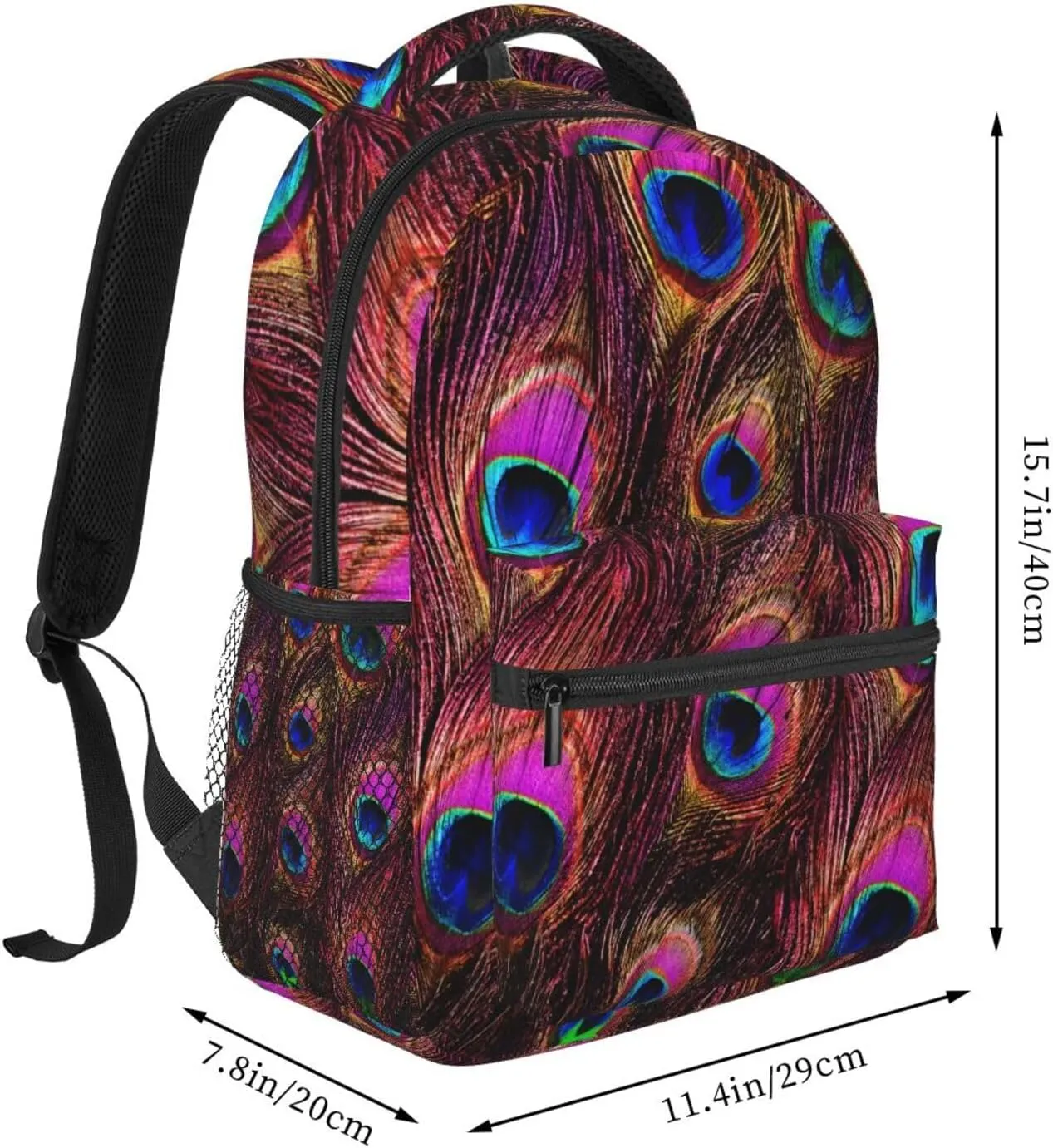 Purple Peacock Tail Feathers Casual Backpack Travel Laptop Backpacks Lightweight Daypack Large Capacity Rucksack Notebook Bags Business Work Bag for Yoga Beach Hiking