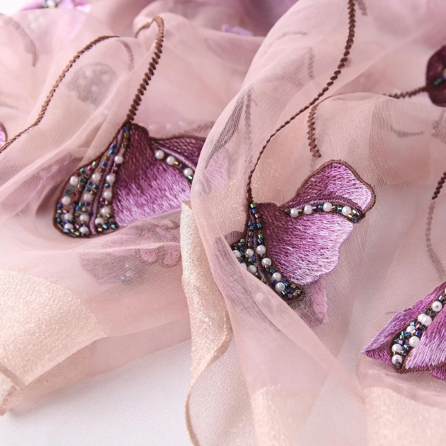 Purple Silk Scarf and Shawl - Elegant Embroidered scarves for Women Floral Pashmina shawls and wraps for weddings