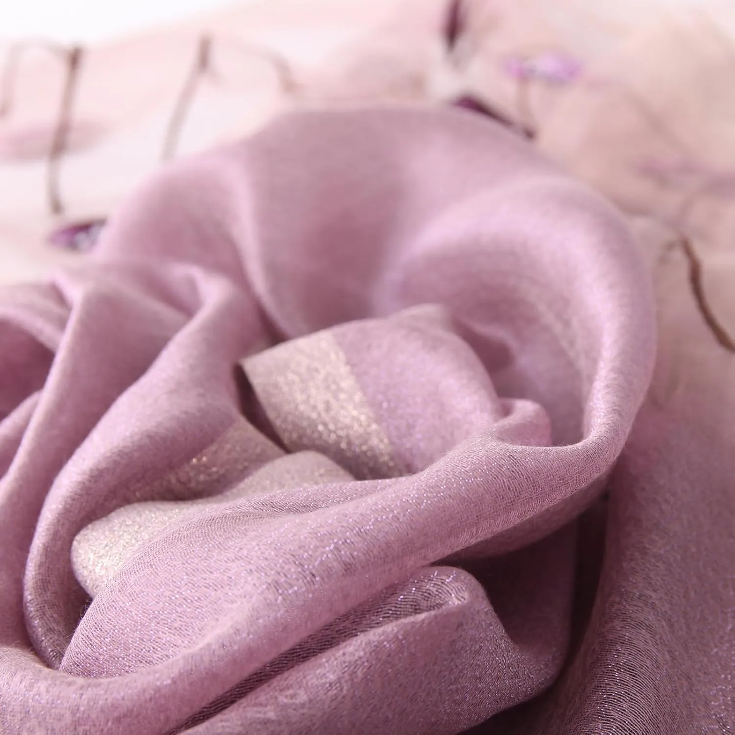 Purple Silk Scarf and Shawl - Elegant Embroidered scarves for Women Floral Pashmina shawls and wraps for weddings
