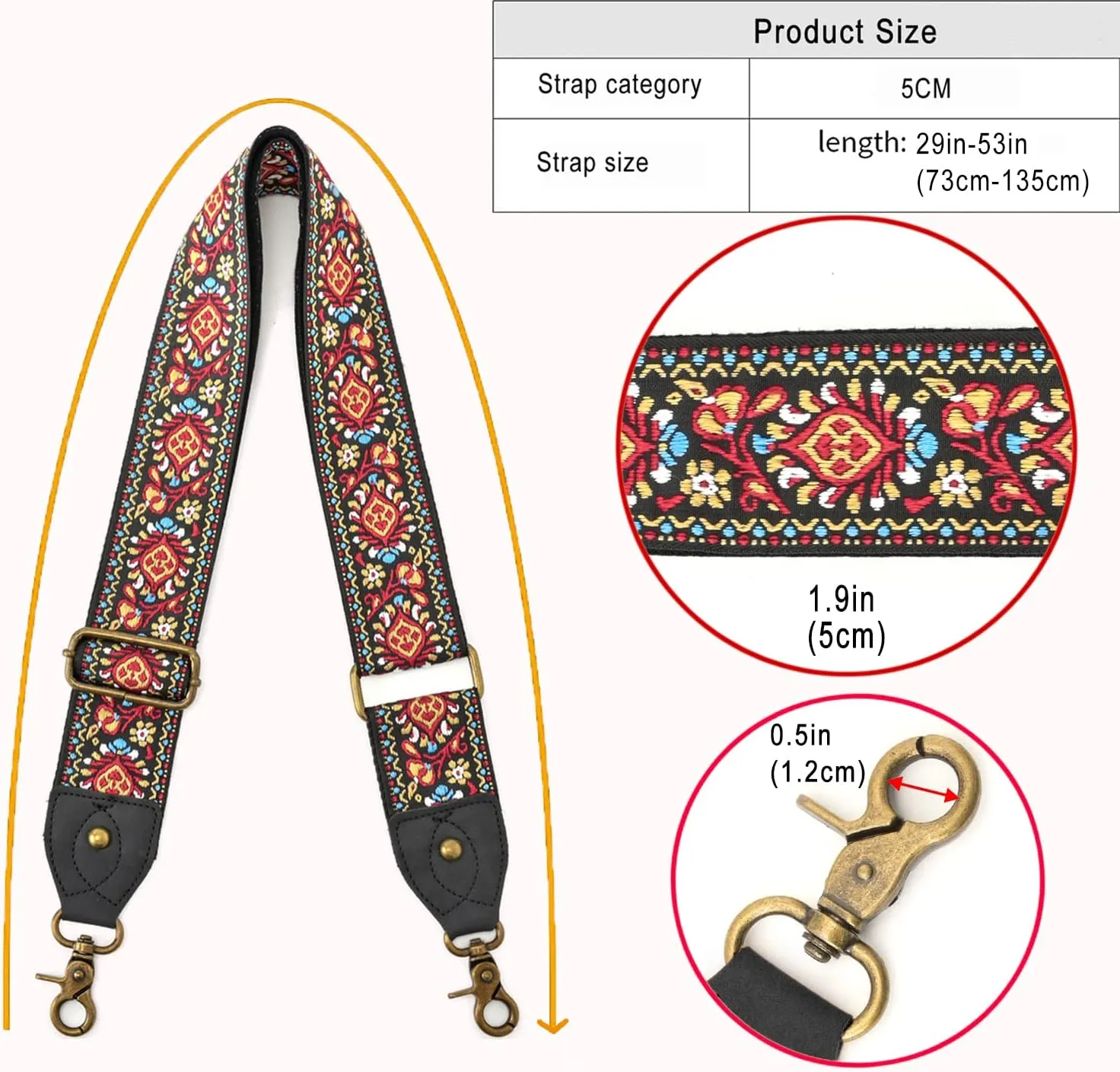 Purse Strap Replacement Crossbody Wide Shoulder Strap for Bags Purse Guitar Straps Bag Handbag Strap Adjustable