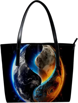 Purses for Women,Tote Bag Aesthetic,Women's Tote Handbags,3D Yin Yang Gossip Moon Earth