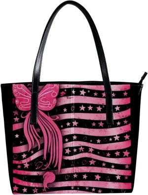 Purses for Women,Tote Bag Aesthetic,Women's Tote Handbags,Breast Cancer Flag Hope