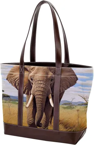 Purses for Women,Tote Bag for Women,Handbags for Women,African Grassland Elephant Animal