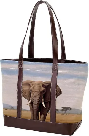 Purses for Women,Tote Bag for Women,Handbags for Women,African Grassland Elephant Animal