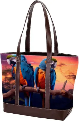 Purses for Women,Tote Bag for Women,Handbags for Women,African Grassland Sunset Parrot