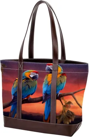 Purses for Women,Tote Bag for Women,Handbags for Women,African Grassland Sunset Parrot