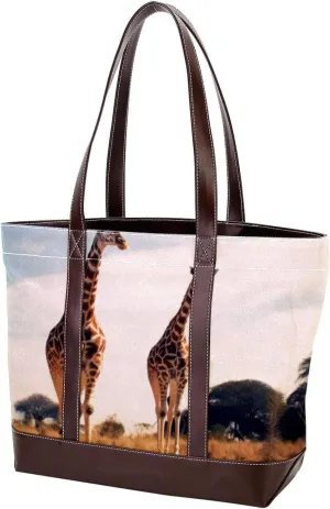 Purses for Women,Tote Bag for Women,Handbags for Women,African Grassland Two Giraffes