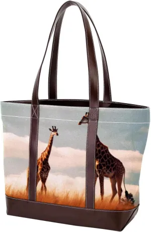 Purses for Women,Tote Bag for Women,Handbags for Women,African Grassland Two Giraffes