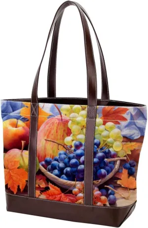 Purses for Women,Tote Bag for Women,Handbags for Women,Autumn Harvest Grapes Pumpkin