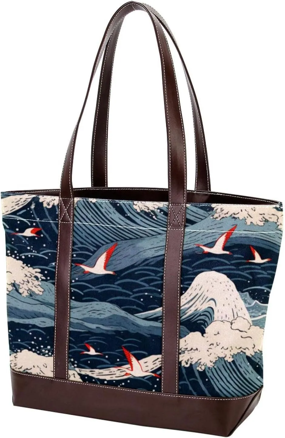 Purses for Women,Tote Bag for Women,Handbags for Women,Bird Crane Sea Wave