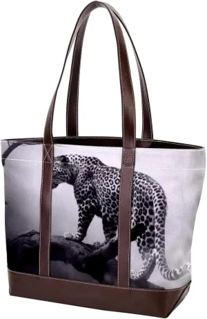 Purses for Women,Tote Bag for Women,Handbags for Women,Black Gray Fog Leopard