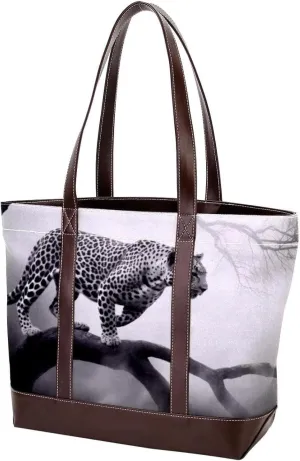 Purses for Women,Tote Bag for Women,Handbags for Women,Black Gray Fog Leopard