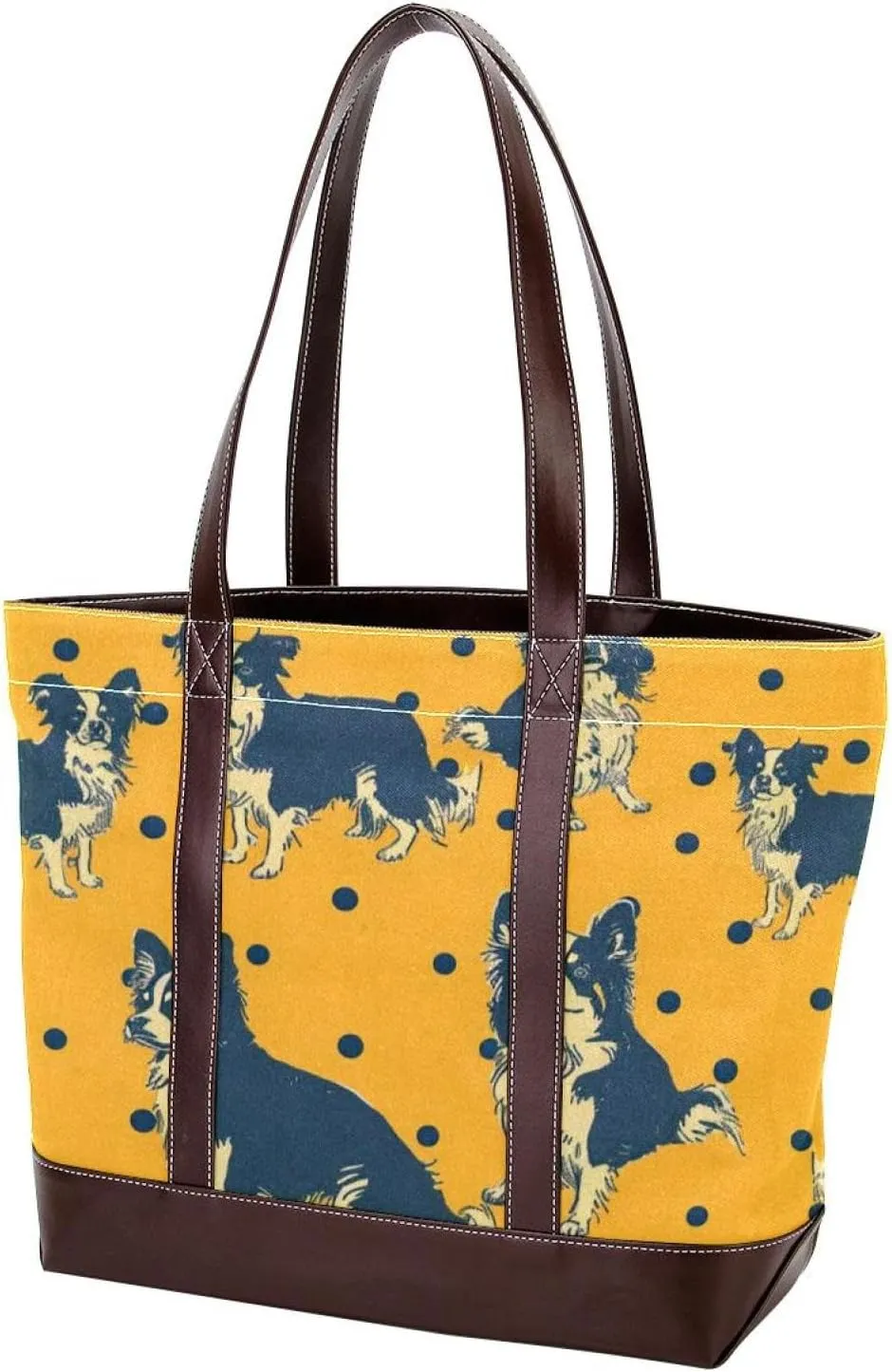 Purses for Women,Tote Bag for Women,Handbags for Women,Border Collie on Yellow Background