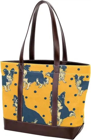Purses for Women,Tote Bag for Women,Handbags for Women,Border Collie on Yellow Background