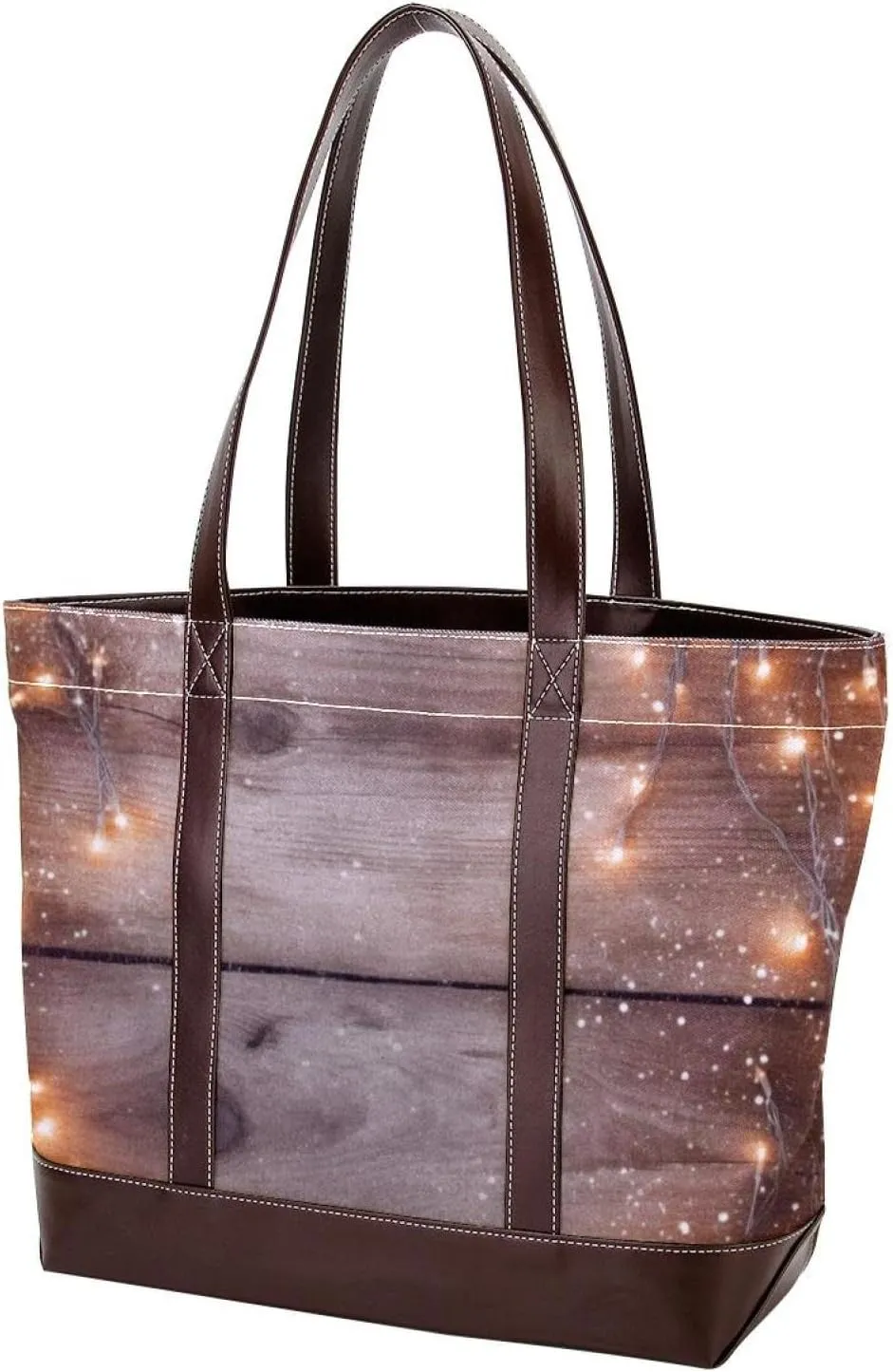Purses for Women,Tote Bag for Women,Handbags for Women,Christmas Lights Decoration Wood Planks
