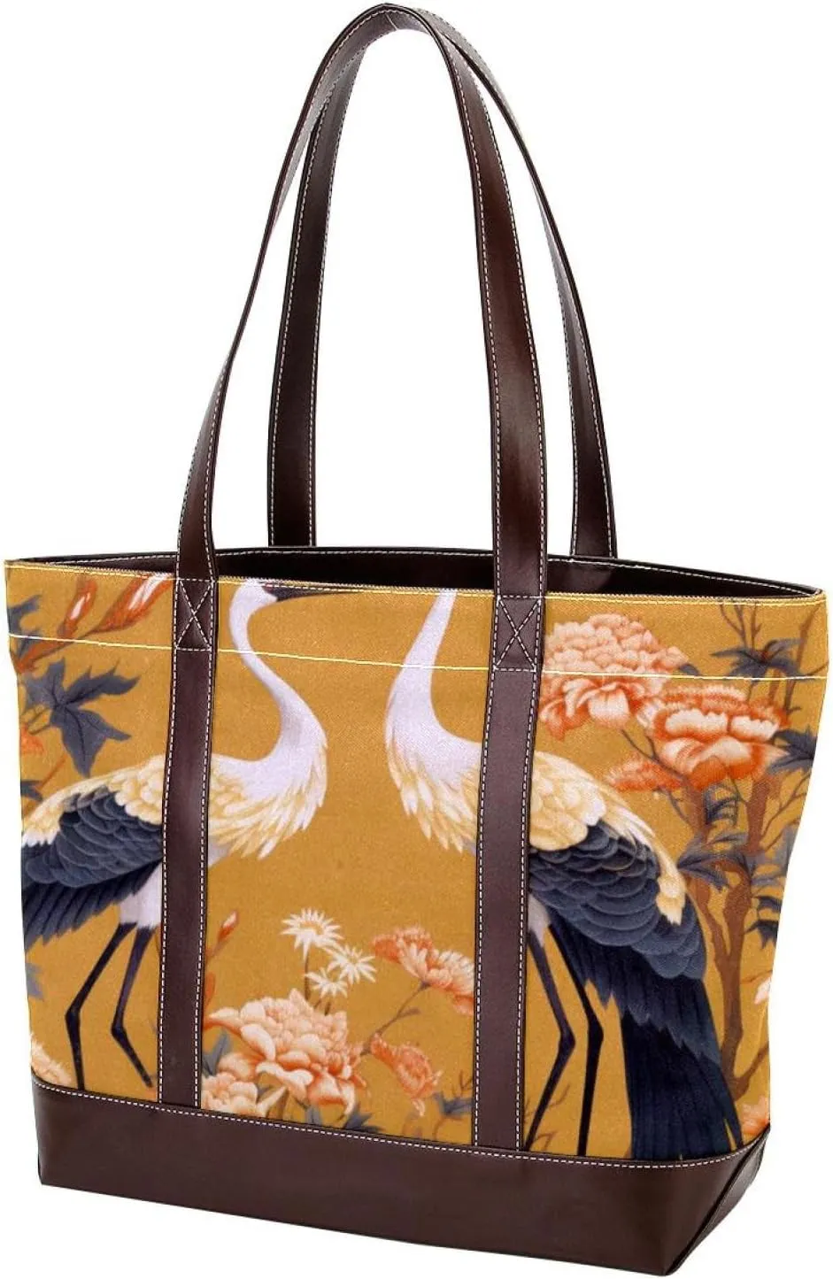 Purses for Women,Tote Bag for Women,Handbags for Women,Flower Plant Leaf Crane