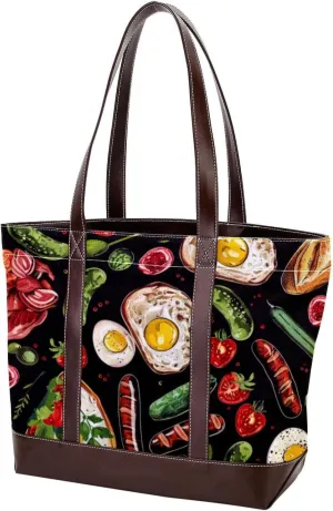 Purses for Women,Tote Bag for Women,Handbags for Women,Food Breakfast