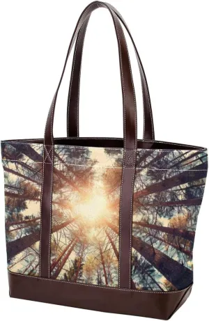 Purses for Women,Tote Bag for Women,Handbags for Women,Scenery Forest Sunshine Tree