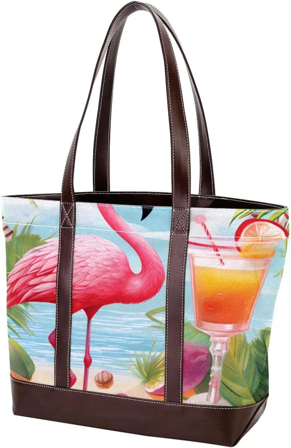 Purses for Women,Tote Bag for Women,Handbags for Women,Tropical Juice Flamingo Party