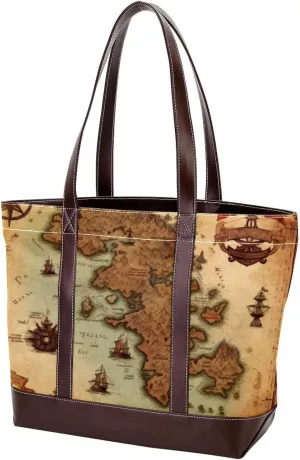 Purses for Women,Tote Bag for Women,Handbags for Women,Vintage World Map Compass